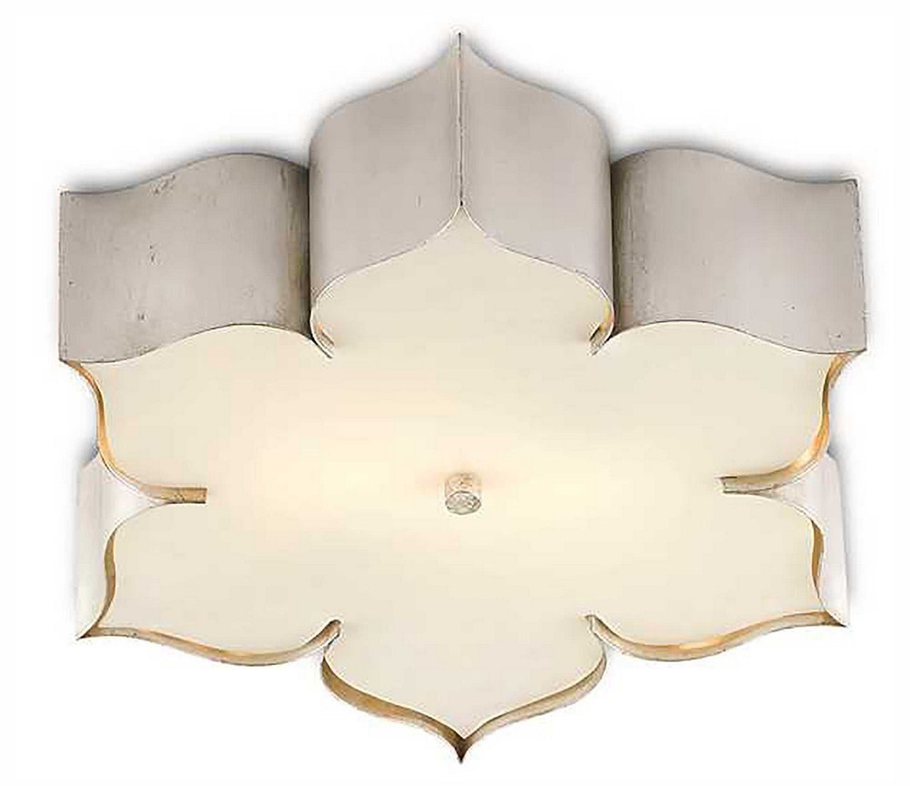 Currey and Company-9999-0042-Grand Lotus - Two Light Flush Mount Contemporary Silver Leaf Finish with Marbelized Acrylic Glass