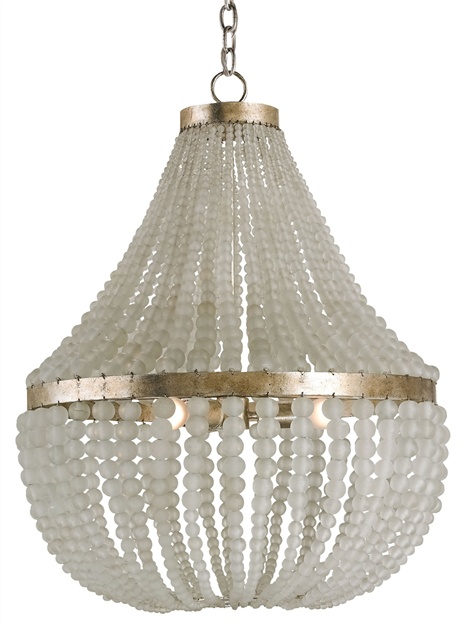 Currey and Company-9202-Chanteuse - 3 Light Chandelier   Silver Granello Finish with Frosted Glass