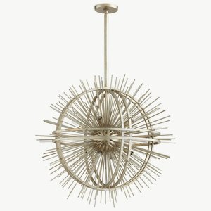 Cyan lighting-06490-saturn Burst - Eight Light Pendant - 35 Inches Wide by 27 Inches High   Silver Leaf Finish