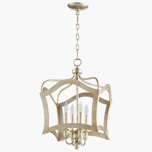 Cyan lighting-06580-Milan - Four Light Pendant - 15 Inches Wide by 25 Inches High Aged Silver Leaf  Gold Leaf Finish