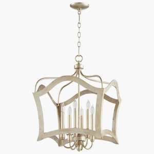 Cyan lighting-06581-Milan - six Light Pendant - 19.75 Inches Wide by 28.5 Inches High Aged Silver Leaf  Gold Leaf Finish