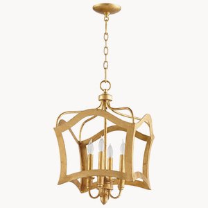 Cyan lighting-06583-Milan - Four Light Pendant - 15 Inches Wide by 25 Inches High Gold Leaf  Gold Leaf Finish