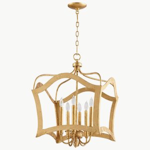 Cyan lighting-06584-Milan - six Light Pendant - 19.75 Inches Wide by 28.5 Inches High Gold Leaf  Gold Leaf Finish