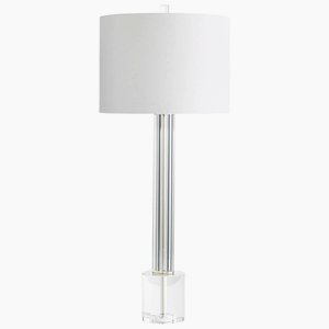 Cyan lighting-06603-Quantom - One Light Table Lamp   Clear Finish with White Linen Shade