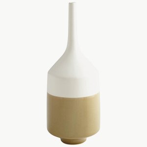 Cyan lighting-06888-Groove Line - Large Vase - 7.25 Inches Wide by 18 Inches High   White/Olive Crackle Finish