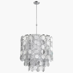 Cyan lighting-06923-Carina - Nine Light Pendant - 23.5 Inches Wide by 25.75 Inches High   Shatter Silver Finish with Clear Frosted Glass