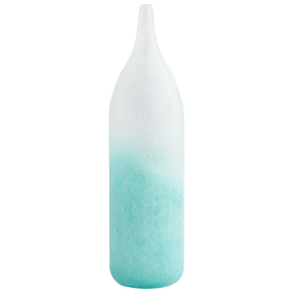 Cyan lighting-07289-small Luna Vase - 3.5 Inches Wide by 13.5 Inches High   Sky Blue/White Finish