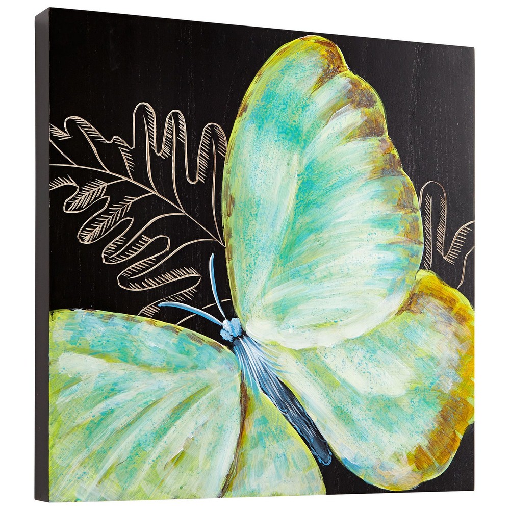 Cyan lighting-07507-Papillon Wall Art - 15.75 Inches Wide by 15.75 Inches High   Black/Blue Finish