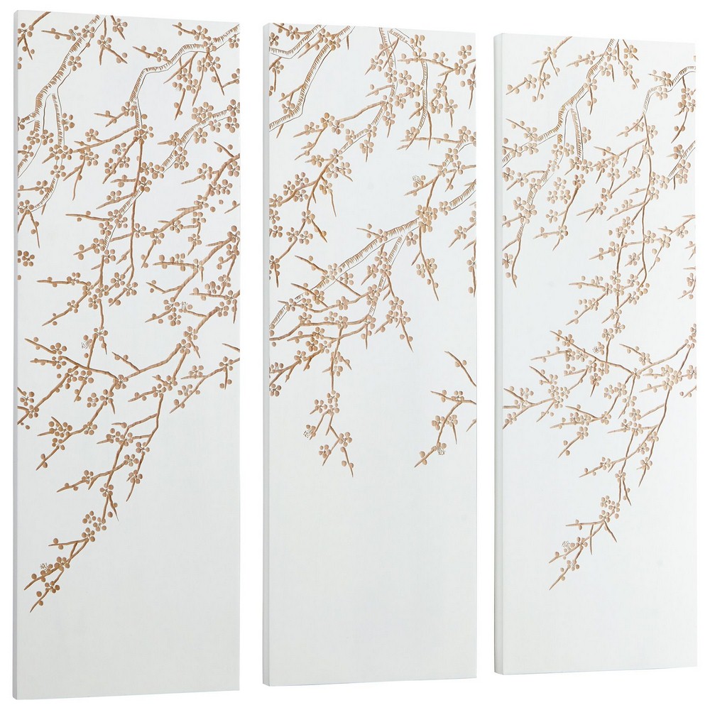 Cyan lighting-07518-47.25 Inch Cherry Blossom Wall Art   White/Gold Finish