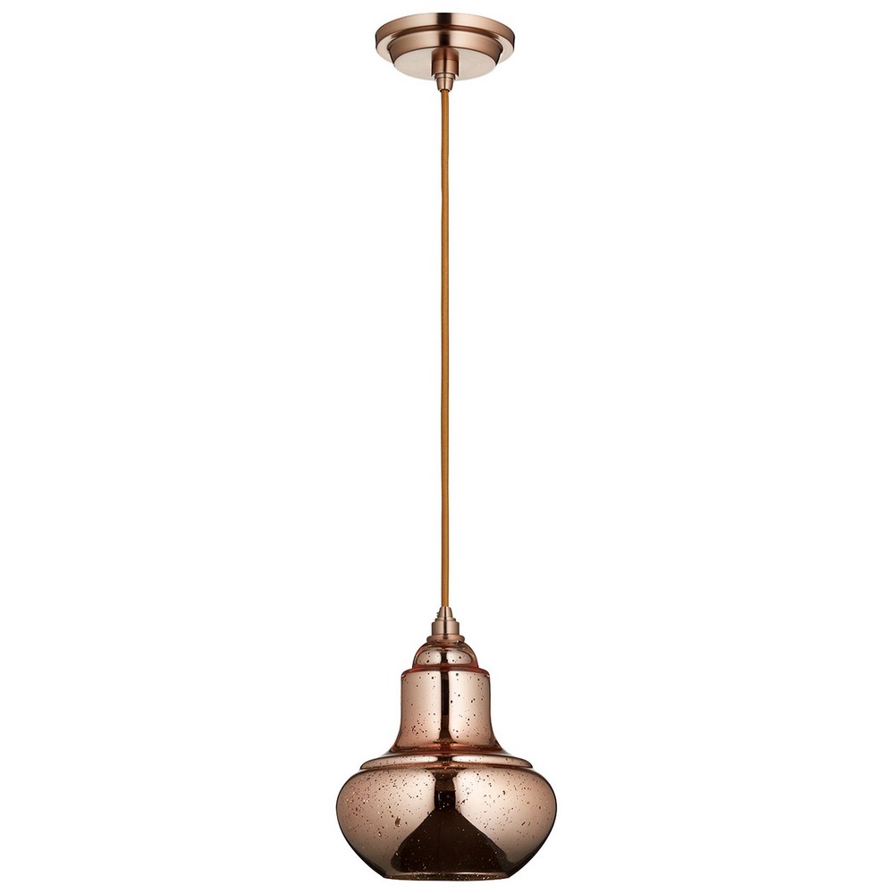 Cyan lighting-07618-Camille - One Light Pendant - 7.25 Inches Wide by 9.25 Inches High Satin Copper  Satin Gold Finish with Light Gold Ombre Glass