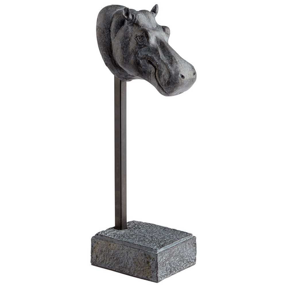 Cyan lighting-07655-Hugo The Hippo sculpture - 3.75 Inches Wide by 14 Inches High   Zinc Finish