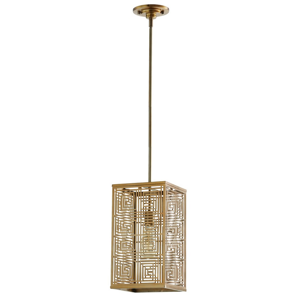 Cyan lighting-07676-Allison - One Light Pendant - 8.25 Inches Wide by 26.25 Inches High   Satin Brass Finish