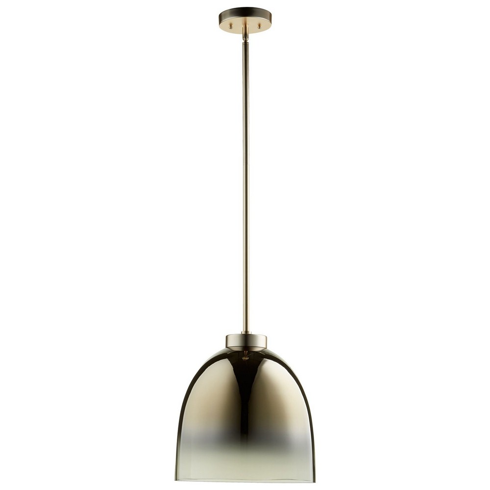 Cyan lighting-07685-Parlor - One Light Pendant - 13 Inches Wide by 28.75 Inches High Satin Gold  Gunmetal Finish with Coffee Ombre Glass