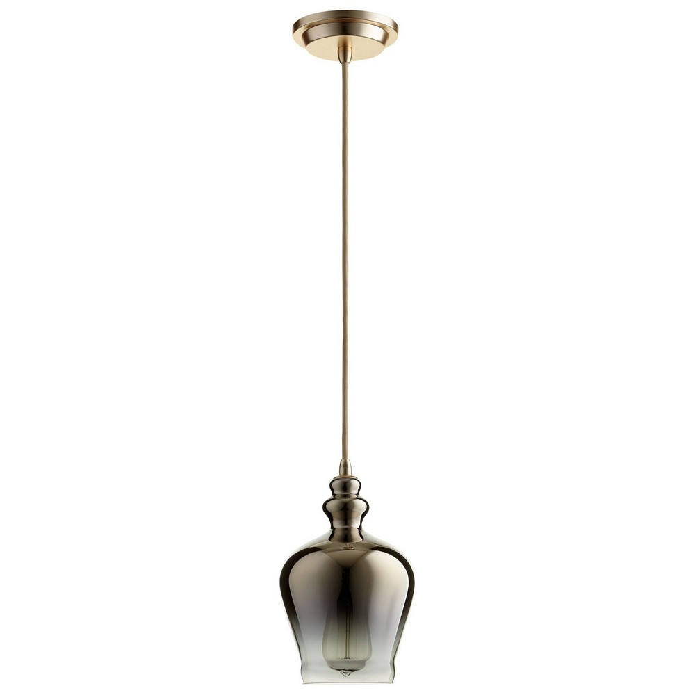 Cyan lighting-07695-Calista - One Light Pendant - 6 Inches Wide by 10.25 Inches High Satin Gold  Satin Gold Finish with Light Gold Ombre Glass