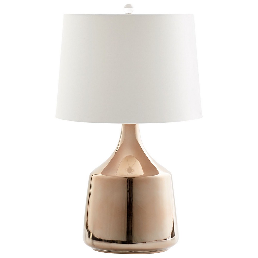 Cyan lighting-07739-Flynn - One Light Table Lamp - 17 Inches Wide by 29.75 Inches High   Gold Finish with Off-White Cotton Shade