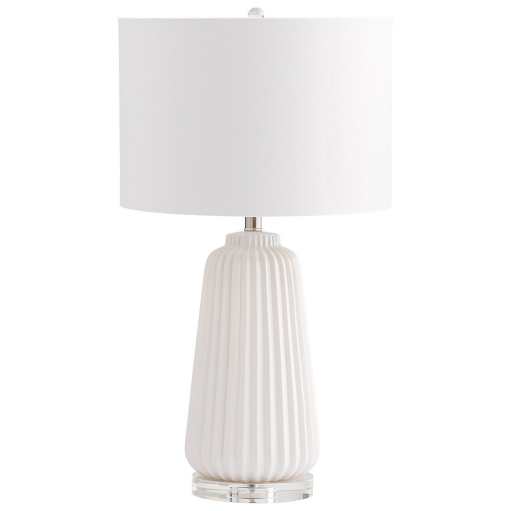 Cyan lighting-07743-Delphine - One Light Table Lamp - 16 Inches Wide by 29.25 Inches High   White Finish with Clear Crystal Glass with White Linen Shade