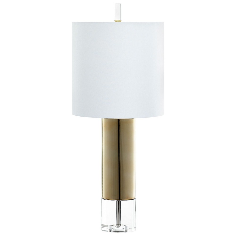 Cyan lighting-07745-sonora - One Light Table Lamp - 13.25 Inches Wide by 32.25 Inches High   Gold Finish with Clear Crystal Glass with White Linen Shade