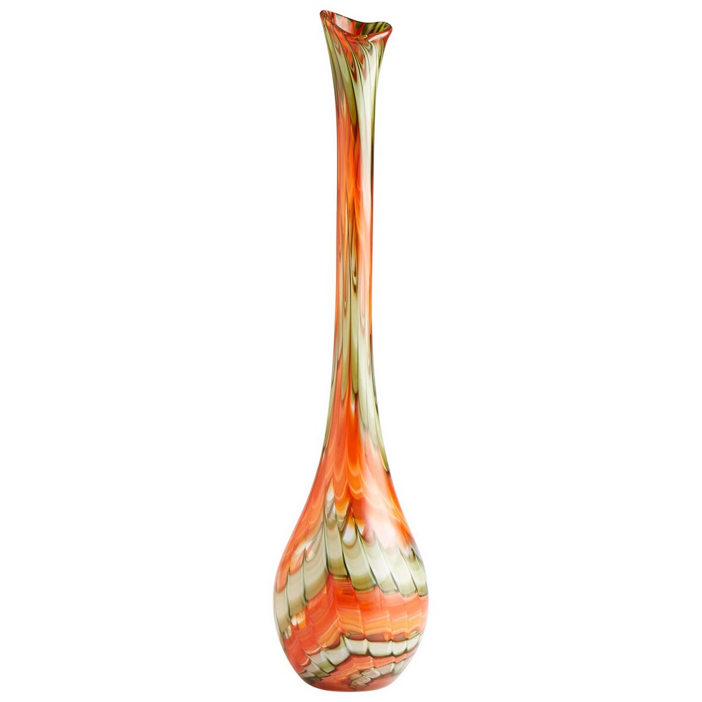 Cyan lighting-07796-Large Atu Vase - 7.25 Inches Wide by 31.5 Inches High   Orange Finish