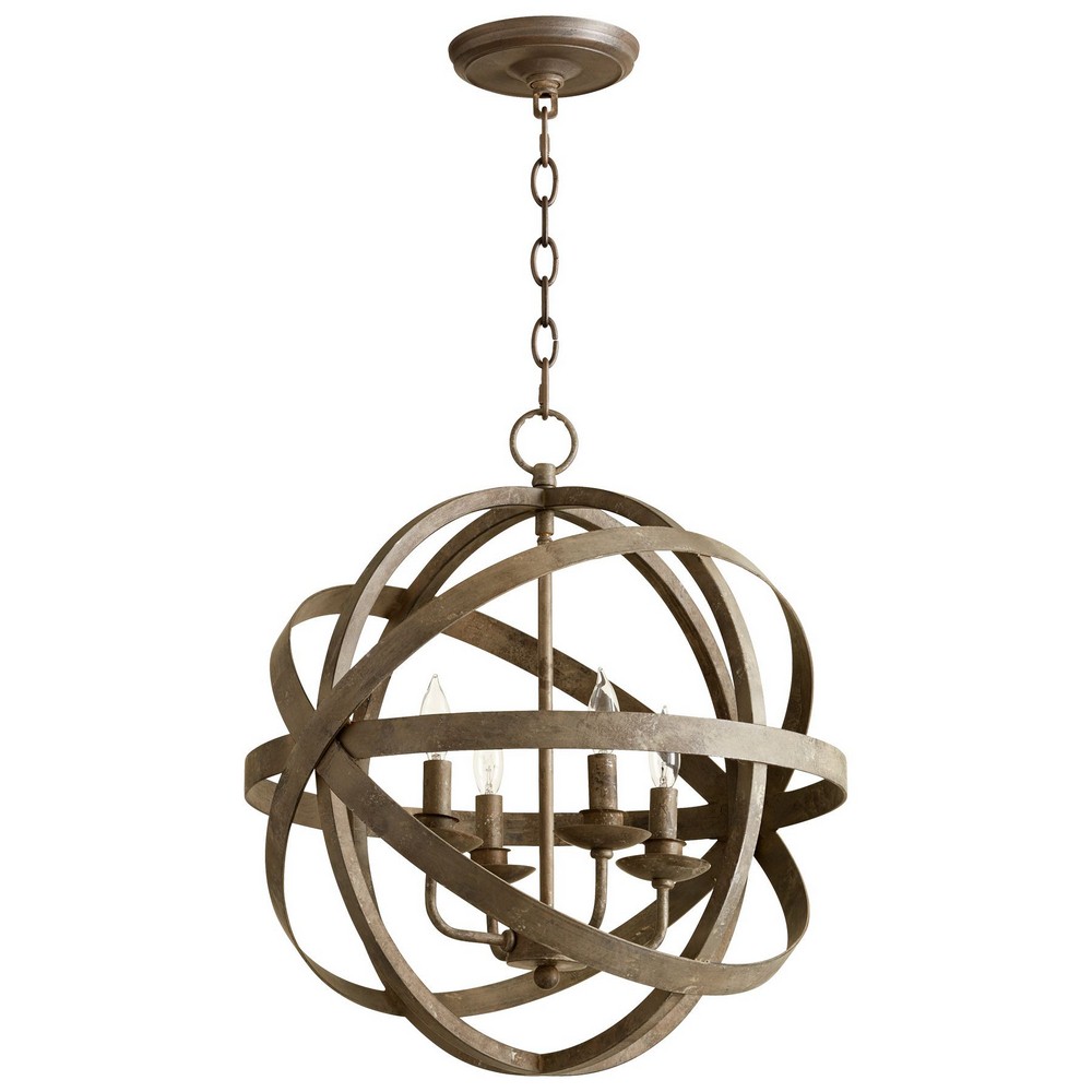 Cyan lighting-07965-Gladwin - Four Light Pendant - 18.25 Inches Wide by 23.25 Inches High   Distressed Zinc Finish