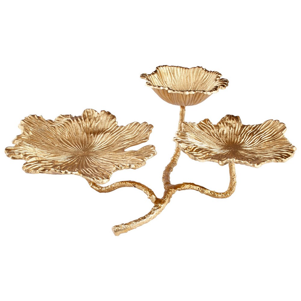 Cyan lighting-08075-Flowers and Flames - Candleholder - 21.25 Inches Wide by 7 Inches High   Gold Finish