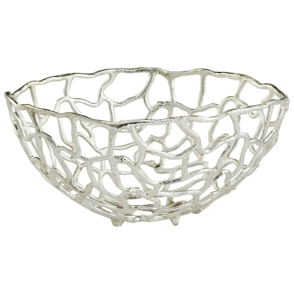 Cyan lighting-08080-Large Enigma Bowl - 15 Inches Wide by 7.5 Inches High   Silver Finish
