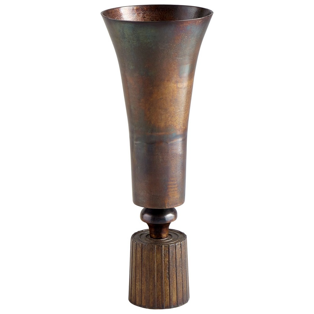 Cyan lighting-08300-Large Patina Power Vase - 11.5 Inches Wide by 30.5 Inches High   Vintage Brass Finish