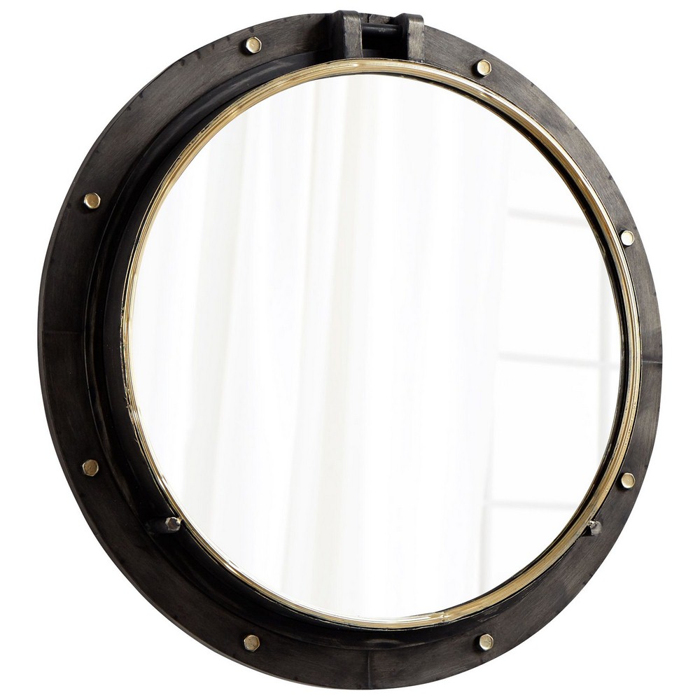 Cyan lighting-08456-Barrel - Round Mirror - 29.5 Inches Wide by 3.75 Inches Deep   Canyon Bronze/Gold Finish