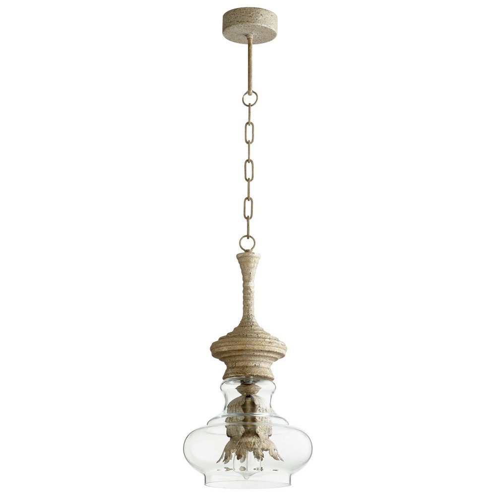 Cyan lighting-08465-Dresden - One Light Pendant - 10 Inches Wide by 30.25 Inches High   SawyerS White Wash Finish with Clear Glass