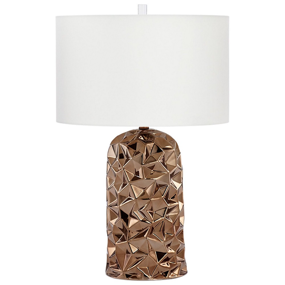 Cyan lighting-08508-Igneous - One Light Table Lamp - 18 Inches Wide by 28.25 Inches High   Bronze Finish with Cream Cotton Shade