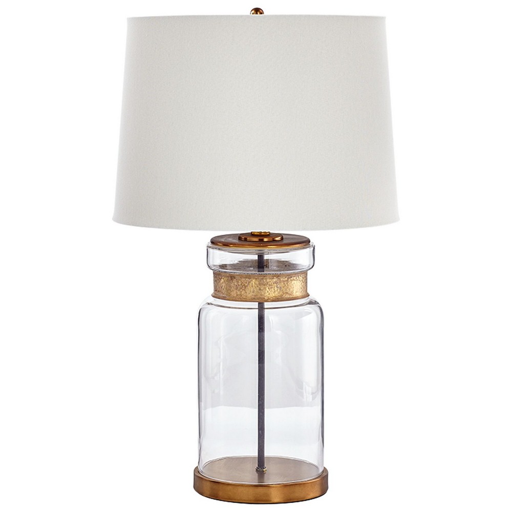 Cyan lighting-08513-1-Bonita - One Light Table Lamp - 15.5 Inches Wide by 26.5 Inches High CFL Lamping  Clear/Gold Finish with Clear Glass with Whtie Linen Shade