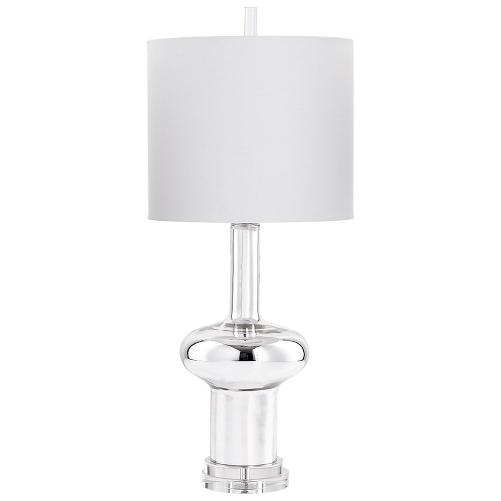 Cyan lighting-08522-1-Moonraker - One Light Table Lamp - 15 Inches Wide by 35.75 Inches High CFL Lamping  Nickel Finish with Clear Glass with White Cotton Shade