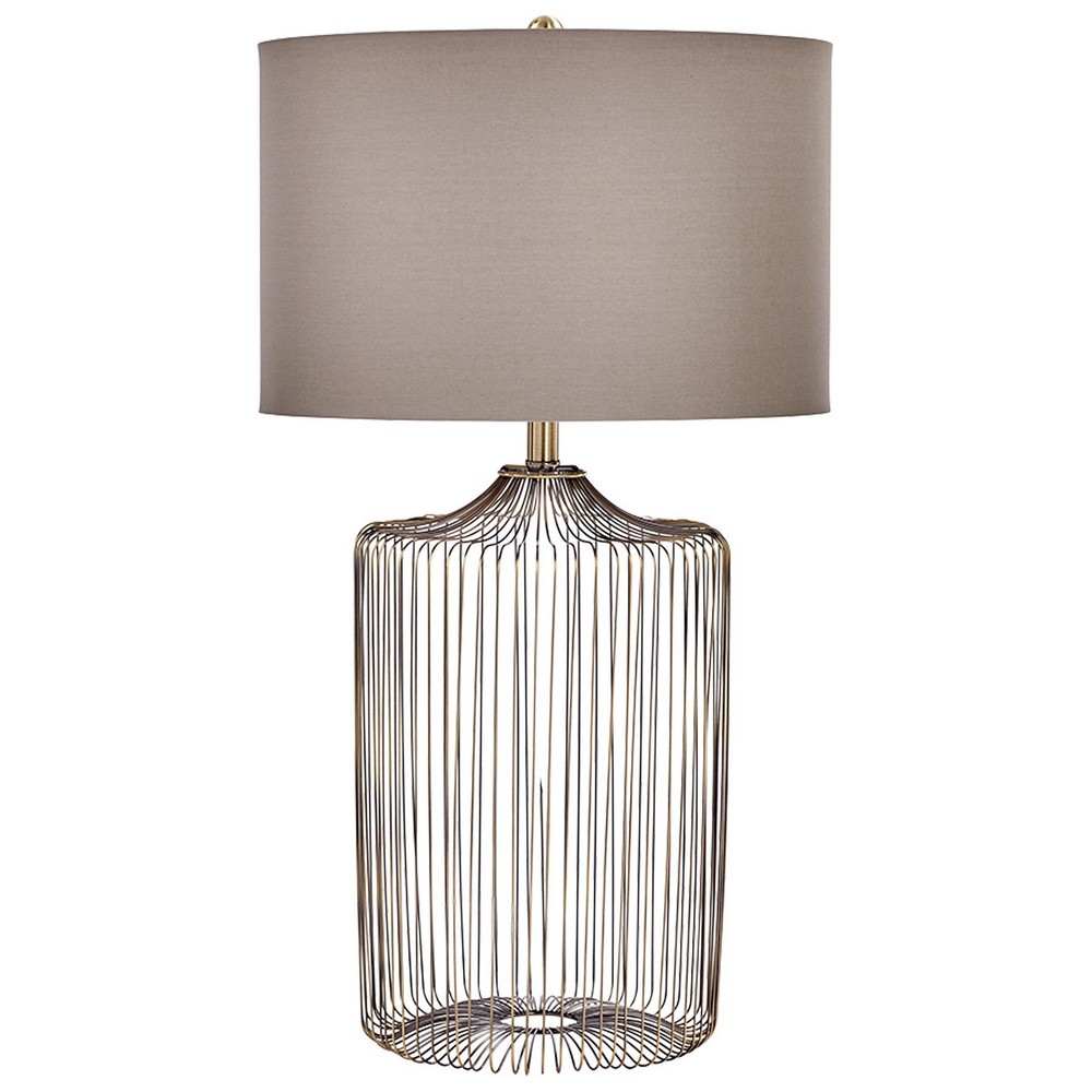 Cyan lighting-08525-Whisker - One Light Table Lamp - 17 Inches Wide by 30.75 Inches High Medium Lamping  Antique Brass Finish with Taupe Cotton Shade