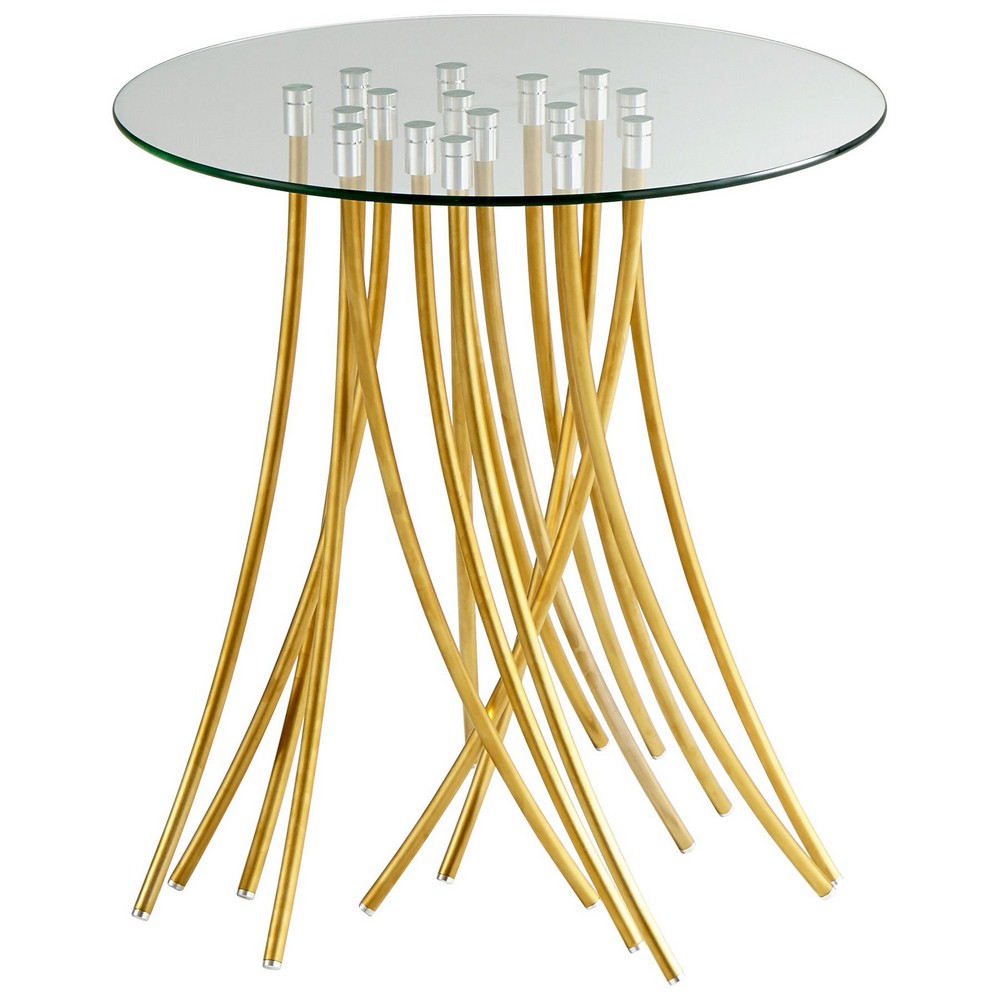 Cyan lighting-08580-Tuffoli - Table - 23.75 Inches Wide by 25.5 Inches High   Satin Gold Finish with Clear Glass