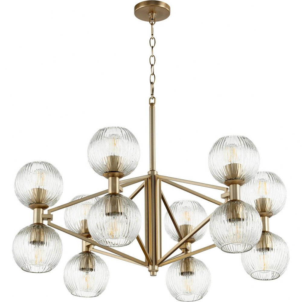 Cyan lighting-10963-Helios - 12 Light Chandelier - 33 Inches Wide by 14 Inches High Aged Brass  Aged Brass Finish with Clear Glass