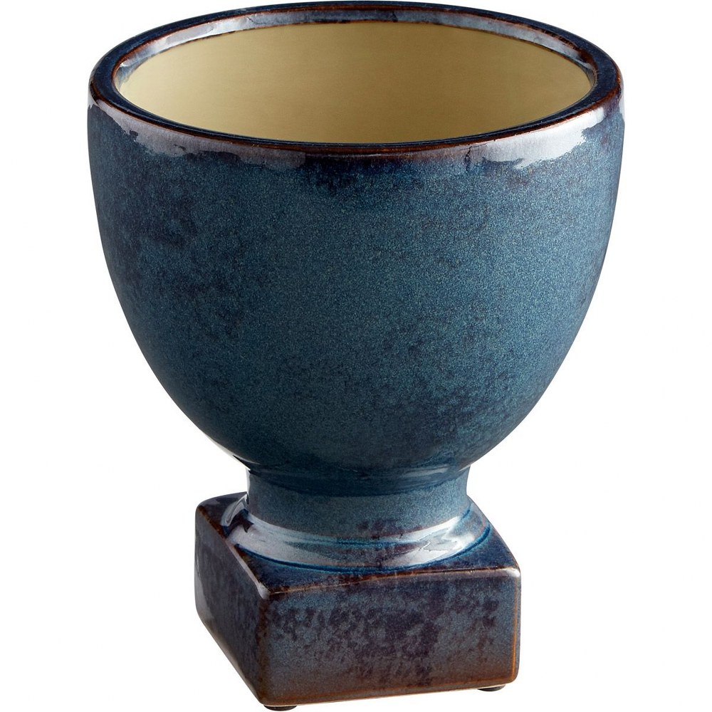 Cyan lighting-11047-Big sky - Large Planter - 7 Inches Wide by 8 Inches High   Blue Glaze Finish