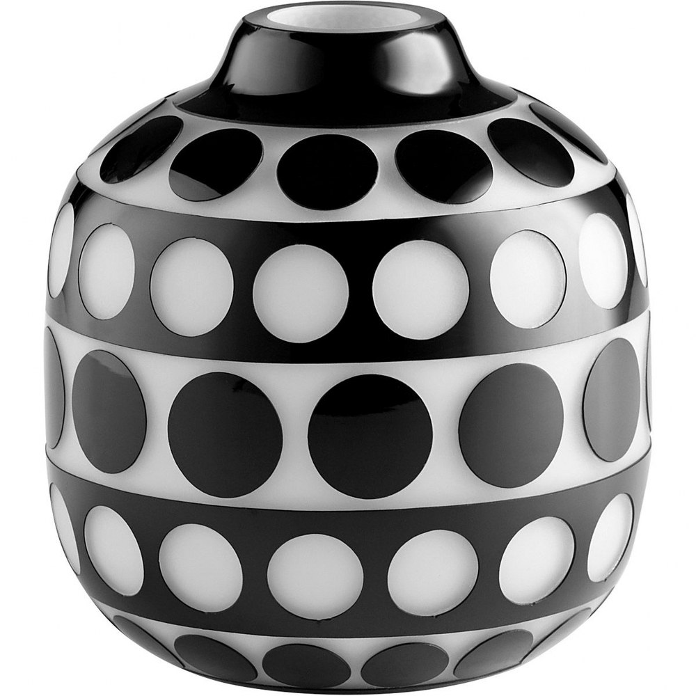 Cyan lighting-11087-Petroglyph - small Vase - 8 Inches Wide by 8.25 Inches High   Black/White Finish