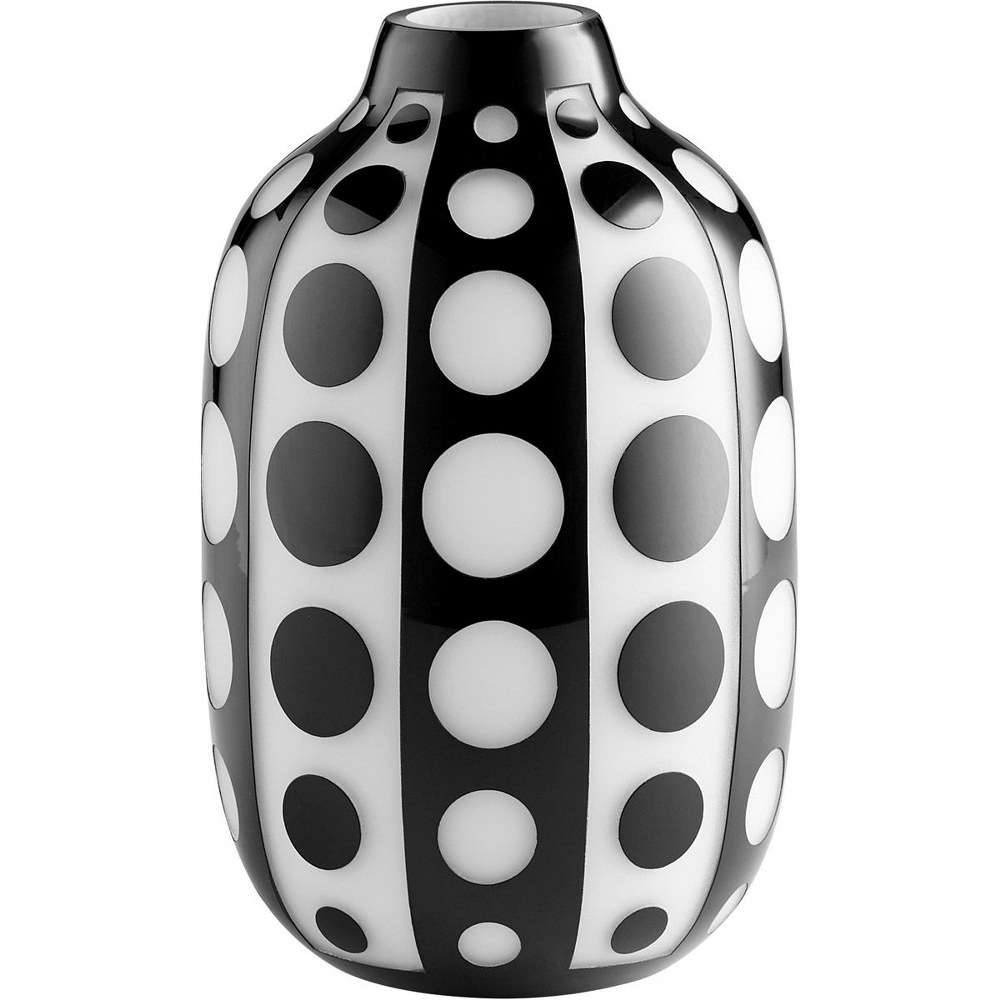 Cyan lighting-11088-Petroglyph - Medium Vase - 7 Inches Wide by 11 Inches High   Black/White Finish