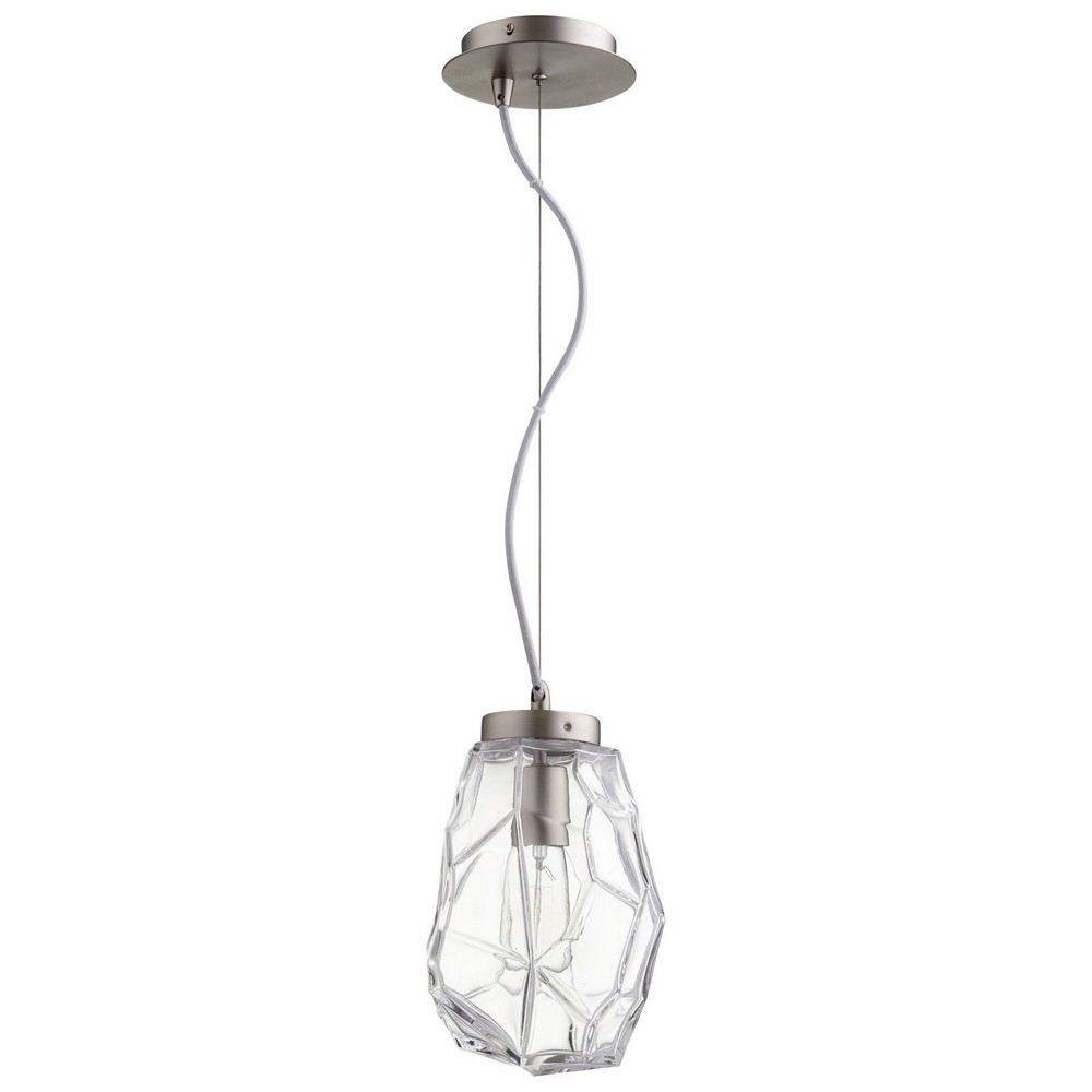 Cyan lighting-08843-Gem - One Light Pendant - 7 Inches Wide by 13.5 Inches High   Satin Nickel Finish with Clear Glass