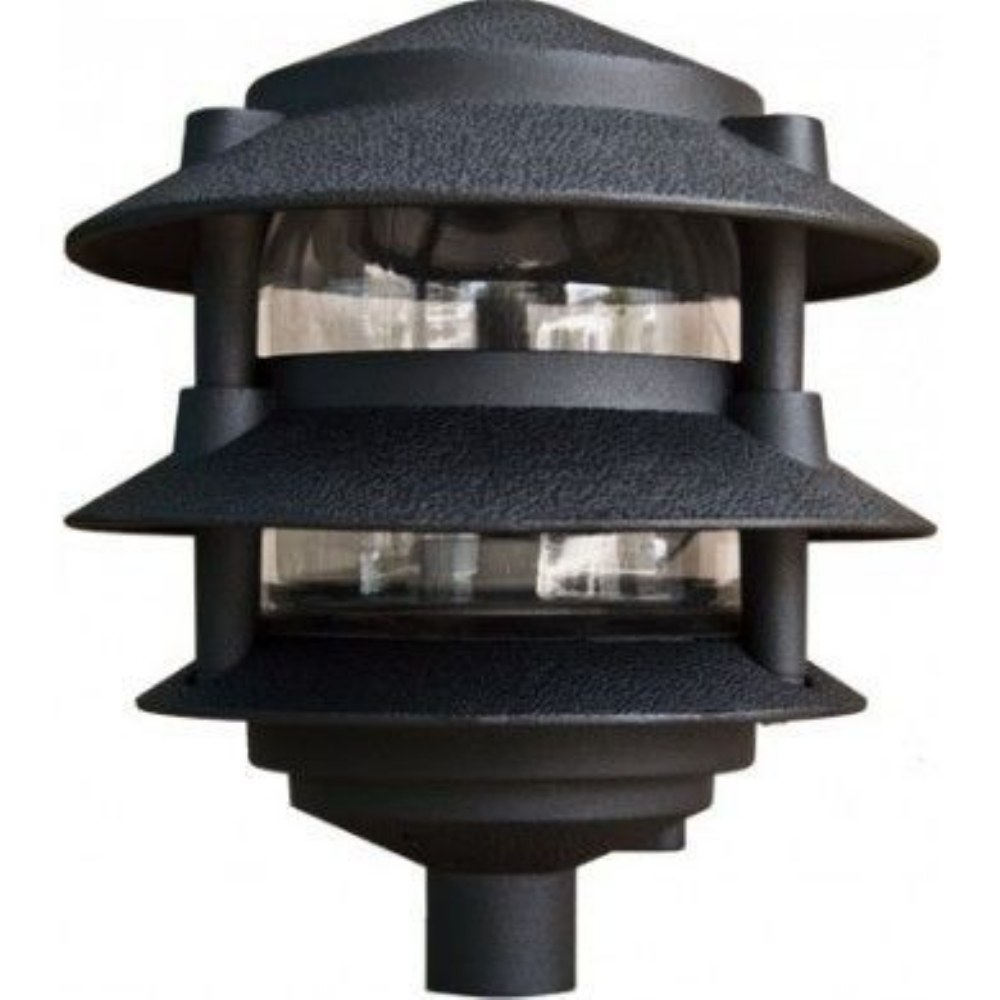 Dabmar-D5000-B-1 Light 3-Tier Pagoda Light with 6 Inch Top   Black Finish with Clear/Heat Resistant/Tempered Glass