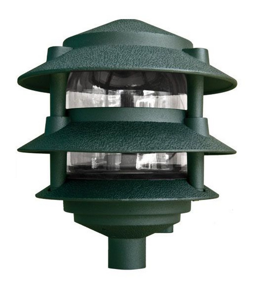 Dabmar-D5000-G-1 Light 3-Tier Pagoda Light with 6 Inch Top Green  Black Finish with Clear/Heat Resistant/Tempered Glass