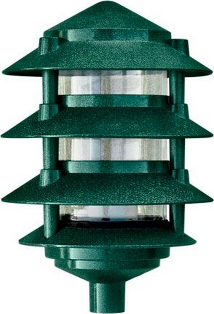 Dabmar-D5100-G-1 Light 4-Tier Pagoda Light with 6 Inch Top Green  Black Finish with Clear/Heat Resistant/Tempered Glass
