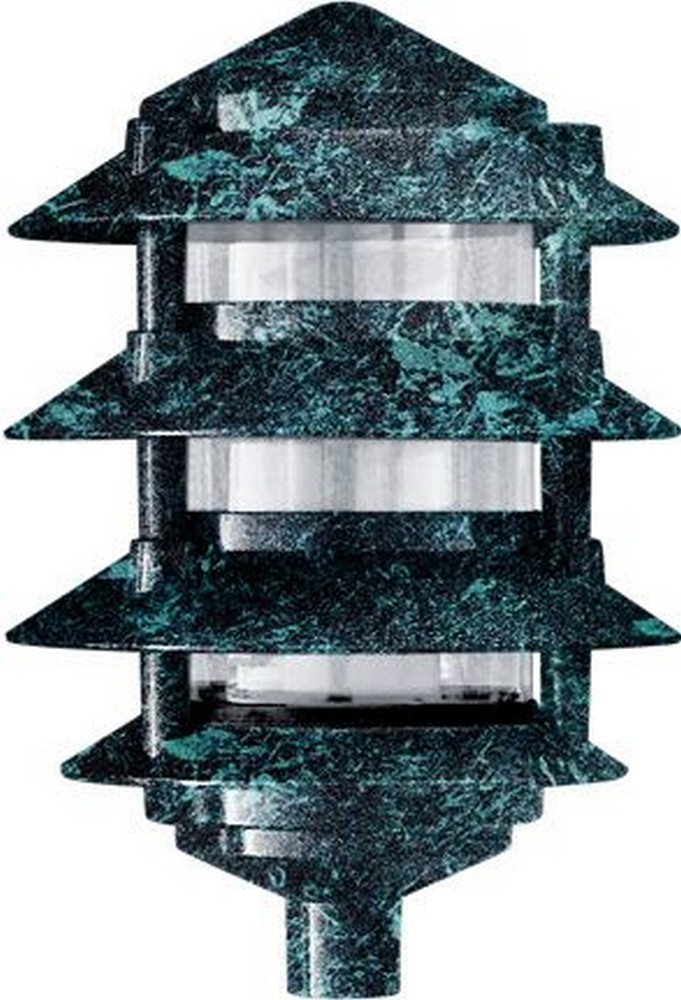 Dabmar-D5100-VG-1 Light 4-Tier Pagoda Light with 6 Inch Top Verde Green  Black Finish with Clear/Heat Resistant/Tempered Glass