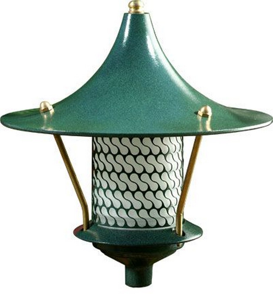 Dabmar-D8000-G-11 Inch 12W SMD LED Flair Top Pagoda Light Green A19 Medium Base Black Finish - Flair Top Pagoda incandescent 1/2&quot; Base 120 Volt
