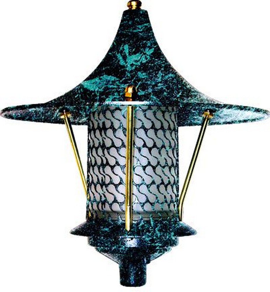 Dabmar-D8000-VG-11 Inch 12W SMD LED Flair Top Pagoda Light Verde Green A19 Medium Base Black Finish - Flair Top Pagoda incandescent 1/2&quot; Base 120 Volt
