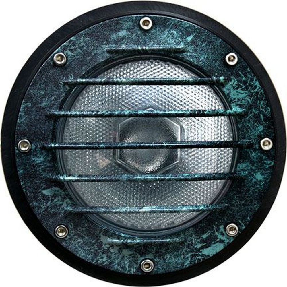 Dabmar-DW4701-VG-10.5 Inch In-Ground Well Light With Grill   Verde Green Finish with Clear Tempered Glass