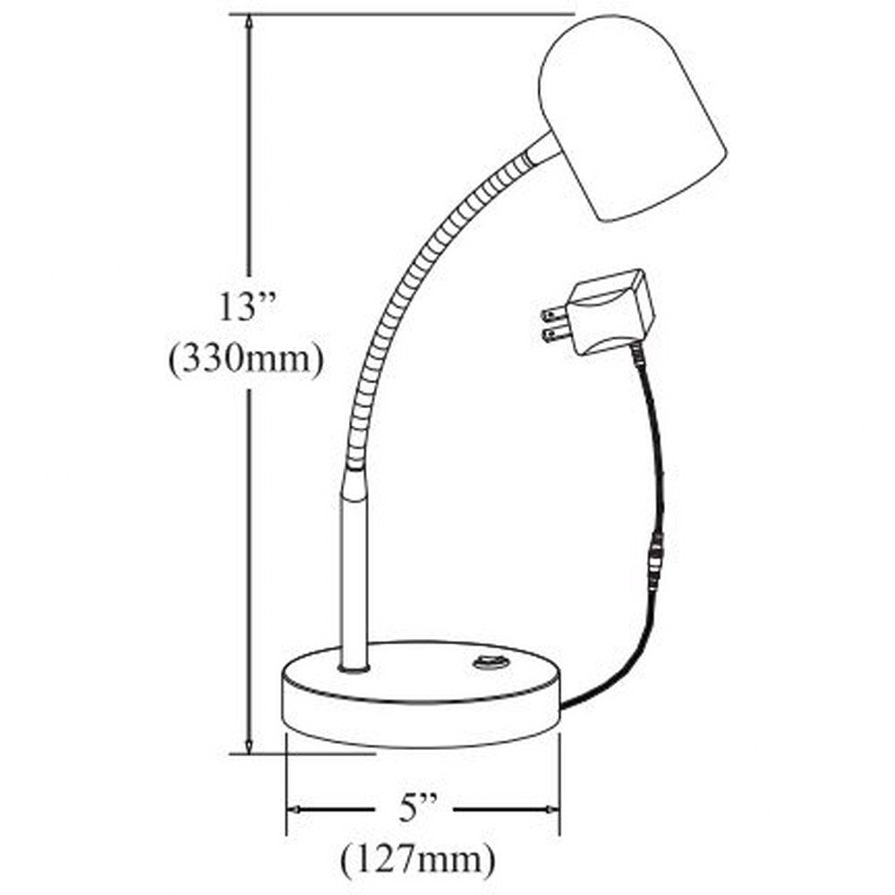 Dainolite 134LEDT-SC 13.8 Inch 5W 1 LED Table Lamp-Satin Chrome Finish - Picture 3 of 5