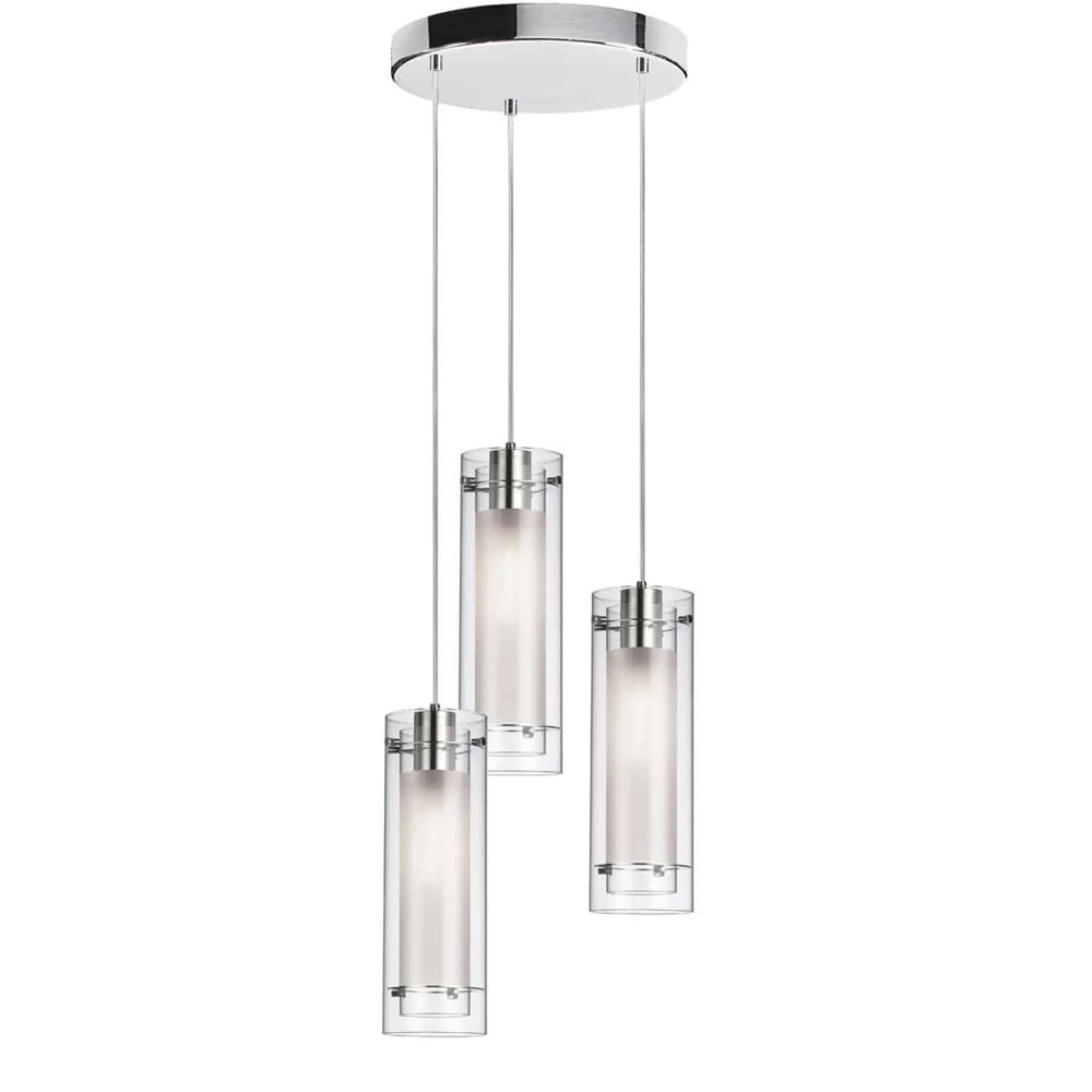 Dainolite-12153R-CF-PC-3 Light Pendant   Polished Chrome Finish with Clear/Frosted Glass