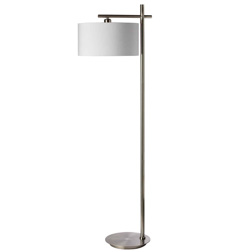 Dainolite-131F-SC-62 Inch One Light Floor Lamp   Satin Chrome Finish with White Shade