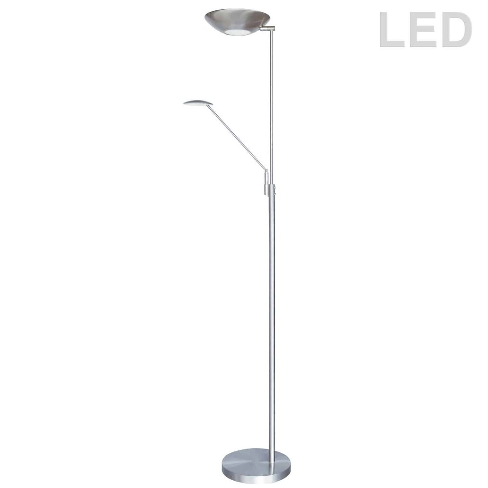 Dainolite-170LEDF-SC-MotherandSon - 72 Inch 33W 4 LED Floor Lamp Satin Chrome  Black Finish