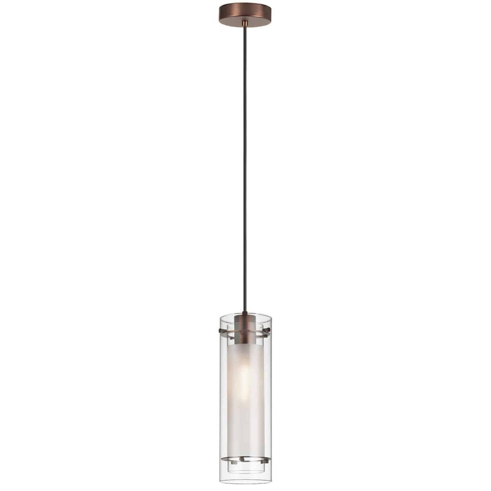 Dainolite-22152-CF-OBB-Pasha - 1 Light Pendant In Modern Style-19.75 Inches Tall and 4.75 Inches Wide Oil Brushed Bronze  Polished Chrome Finish with Clear/Frosted Glass